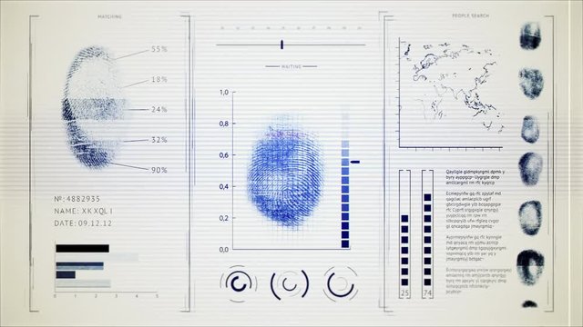 Screen finger print scanning, interface search fingerprints people Old noisy monitor