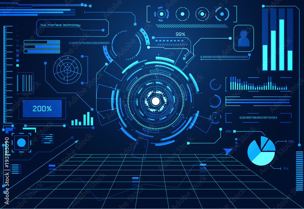 Poster abstract technology ui futuristic concept hud interface hologram elements of digital data chart, com