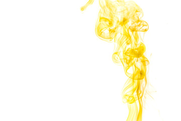 Yellow smoke on white background