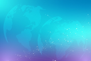 Virtual Graphic Background Communication with World Globe. A sense of science and technology. Digital data visualization. Vector illustration