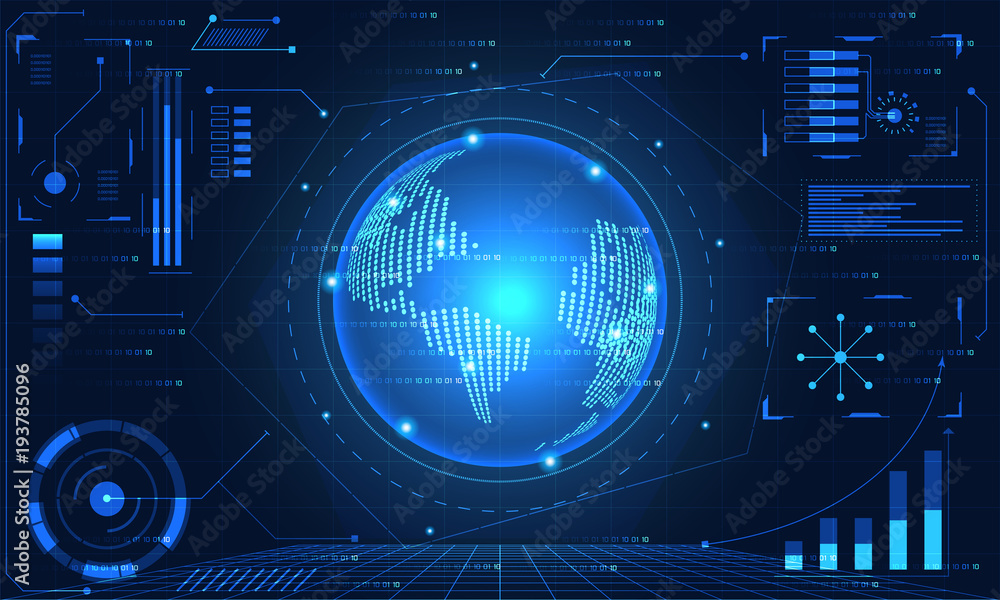 Poster abstract technology ui futuristic concept hud interface hologram elements of digital data chart, com