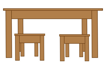 Big table and two chairs