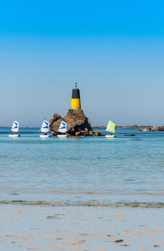 Small Racing Sailboat In Class 