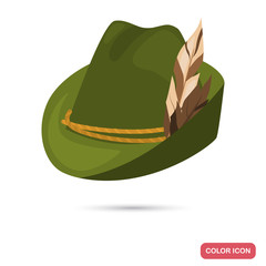 Traditional hunting hat color flat icon