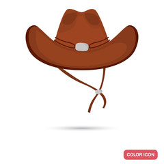 Cowboy hat color flat icon