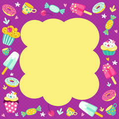frame from sweets for registration of invitations and children's holidays