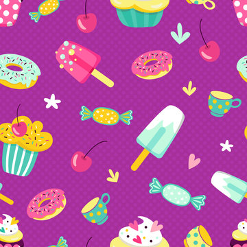 seamless background of swirls and donuts