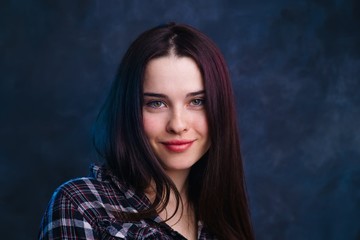 Young cute smiling girl studio shoot. Natural beauty, minimal makeup concept