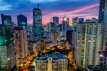 Sunset over Makati Skyline - obrazy, fototapety, plakaty