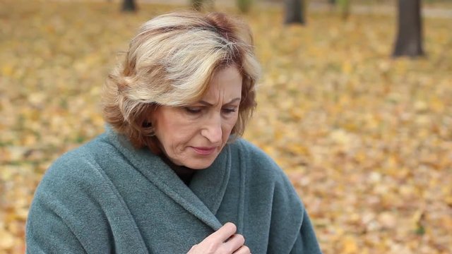 Lonely depressed senior woman feeling discomfort, emotions, loneliness, feelings