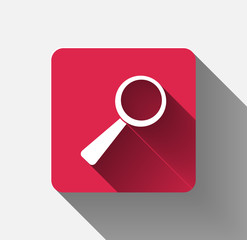 Magnifying glass black icon flat style for web on red background.vector illustration