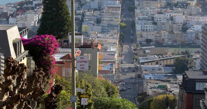 Close-up view on hilly streets in San Francisco in the morning