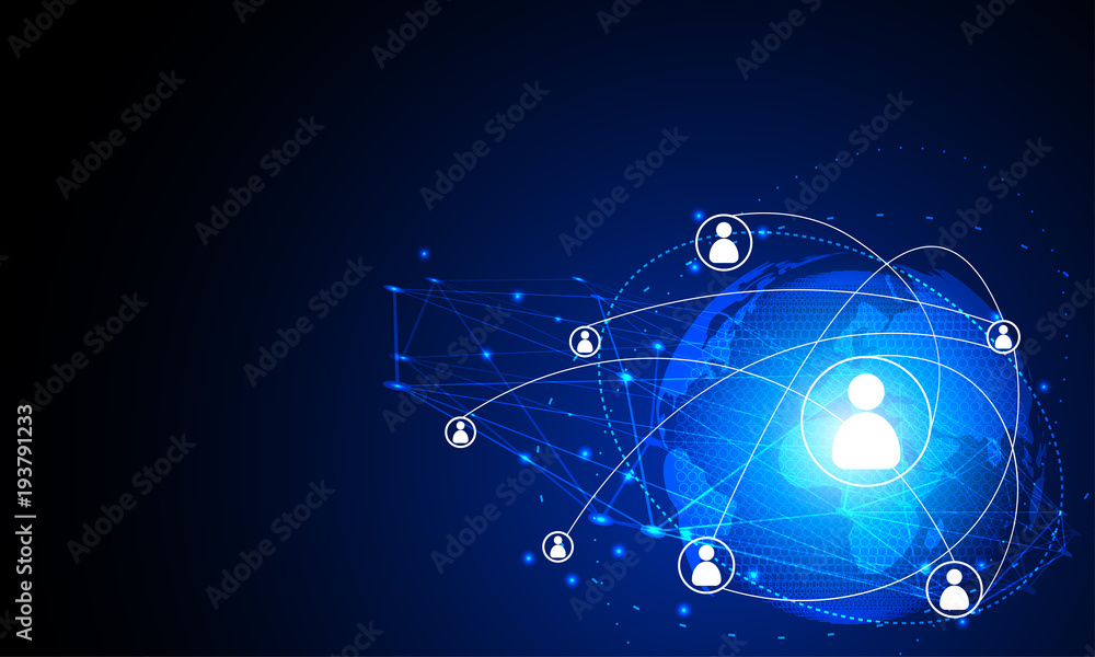 Aufkleber abstract technology concept internet futuristic network connection human communication with world ma