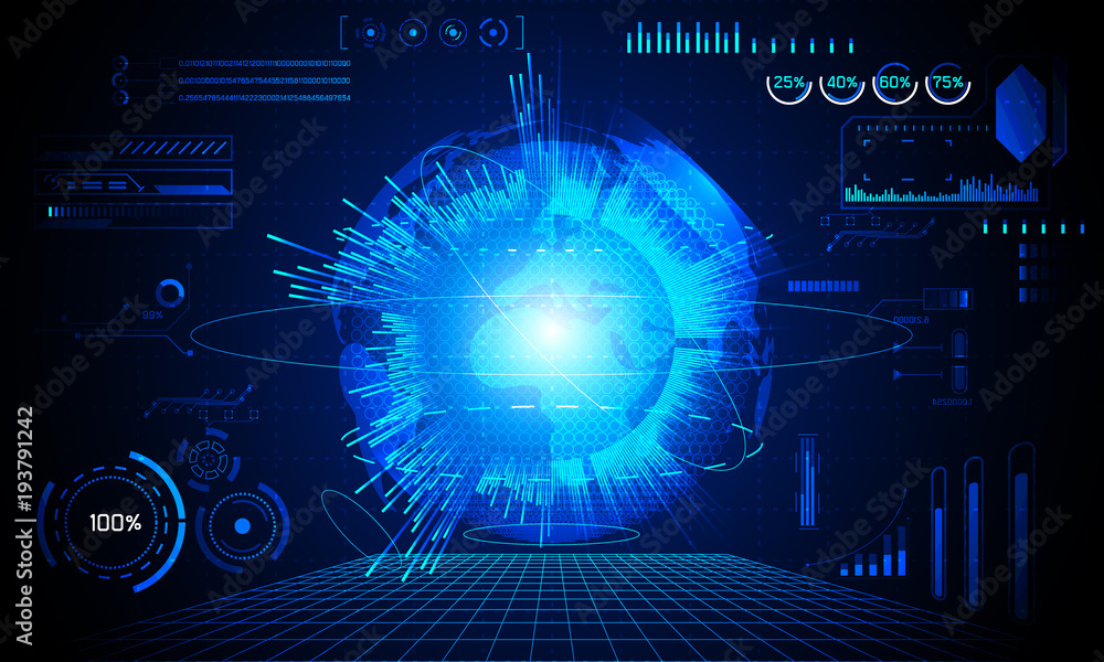 Poster abstract technology ui futuristic concept world hud interface hologram elements of digital data char