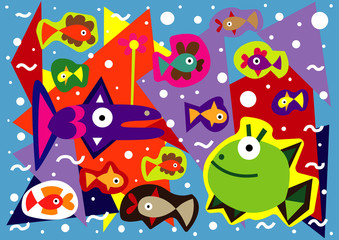 top view fishes background