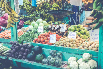Fruits and vegetables.Farmer's Market. San Jose, Costa Rica, tropical paradise.