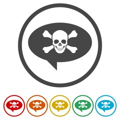 Pirate Comic balloon, Skull icon, 6 Colors Included