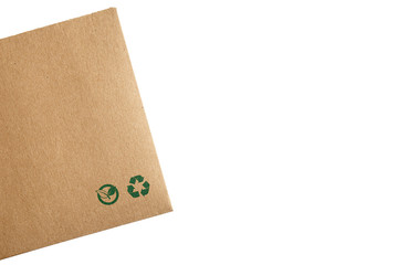 Eco packaging isolated on white background. Recycling paper bag brown shopping, that do not cause...