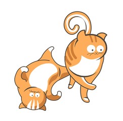 Cute cats pets or kittens playing or posing vector flat icons