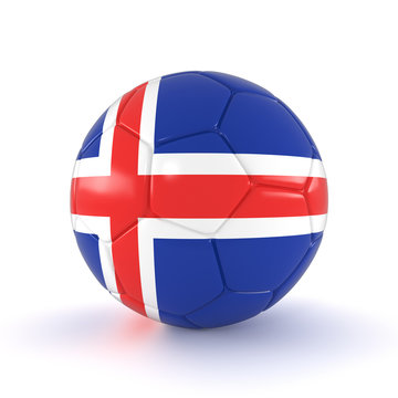 Fußball mit Island Flagge auf weißem Hintergrund