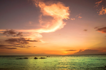 Naklejka premium View on sunset at long beach on Phu Quoc island- Vietnam
