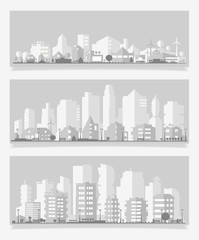 Obraz premium Vector illustration with a city in paper material style