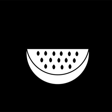 illustration of a watermelon white outlines on a black background