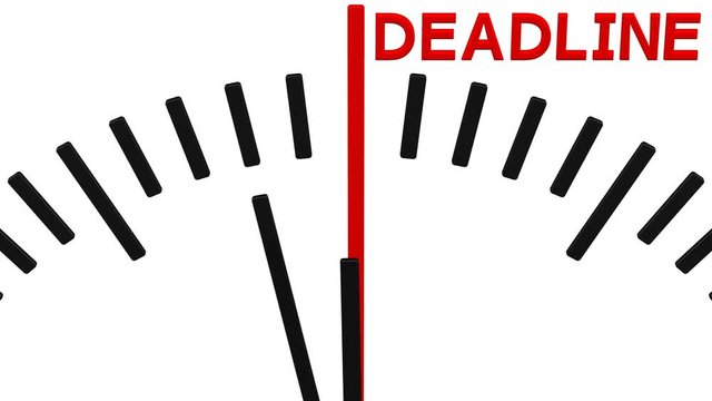Animation of clock countdown to deadline. Loopable. Luma matte. 3D rendering.