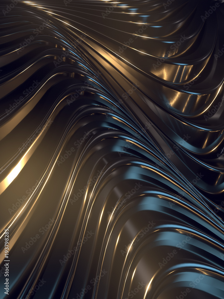 Poster Wave band abstract background surface 3d rendering