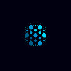 Abstract water icon, blue color unusual aqua logo. Circular vector illustration on black background.