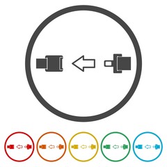 Seat Belt or Safety Belt Icon, 6 Colors Included