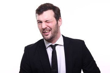 Young businessman with facial expressions