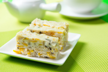 Chinese food steamed pumpkin cake ready to serve