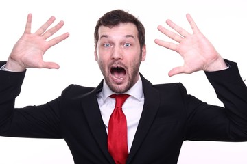 Young businessman with facial expressions