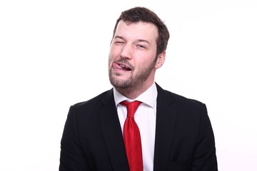 Young businessman with facial expressions