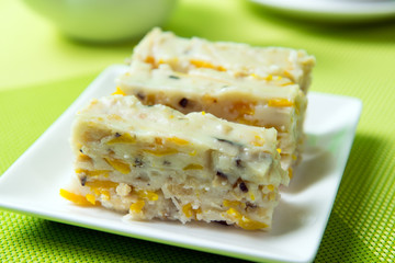 Chinese food steamed pumpkin cake ready to serve