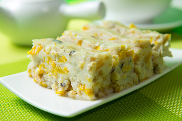 Chinese food steamed pumpkin cake ready to serve