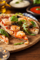 Pizza with shrimps.