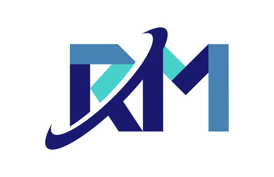 RM Ellipse Swoosh Ribbon Letter Logo