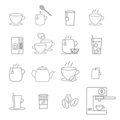 Set of coffee and tea cups icons