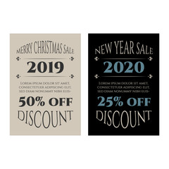 Happy New Year and Christmas banners set