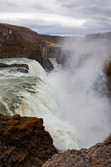 Gullfoss waterfall in a cloudy day