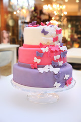 Delicious cake with butterflies