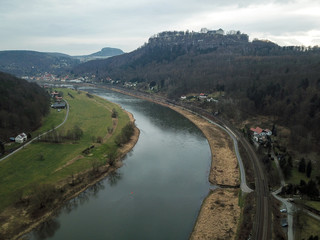 Blick auf die Elbe und Festung Königstein