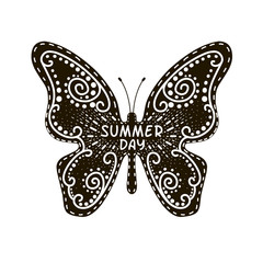 Flying butterfly, summer day.Vector illustration.