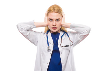 Woman doctor with migrain