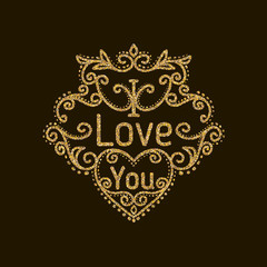 Love golden inscription, valentine