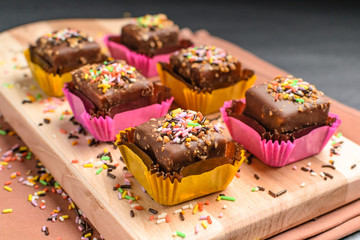 Small cookies with chocolate and peanuts