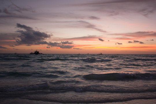 sunset on the island Borakay Filippiny