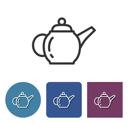 Brewing teapot line icon in different variants